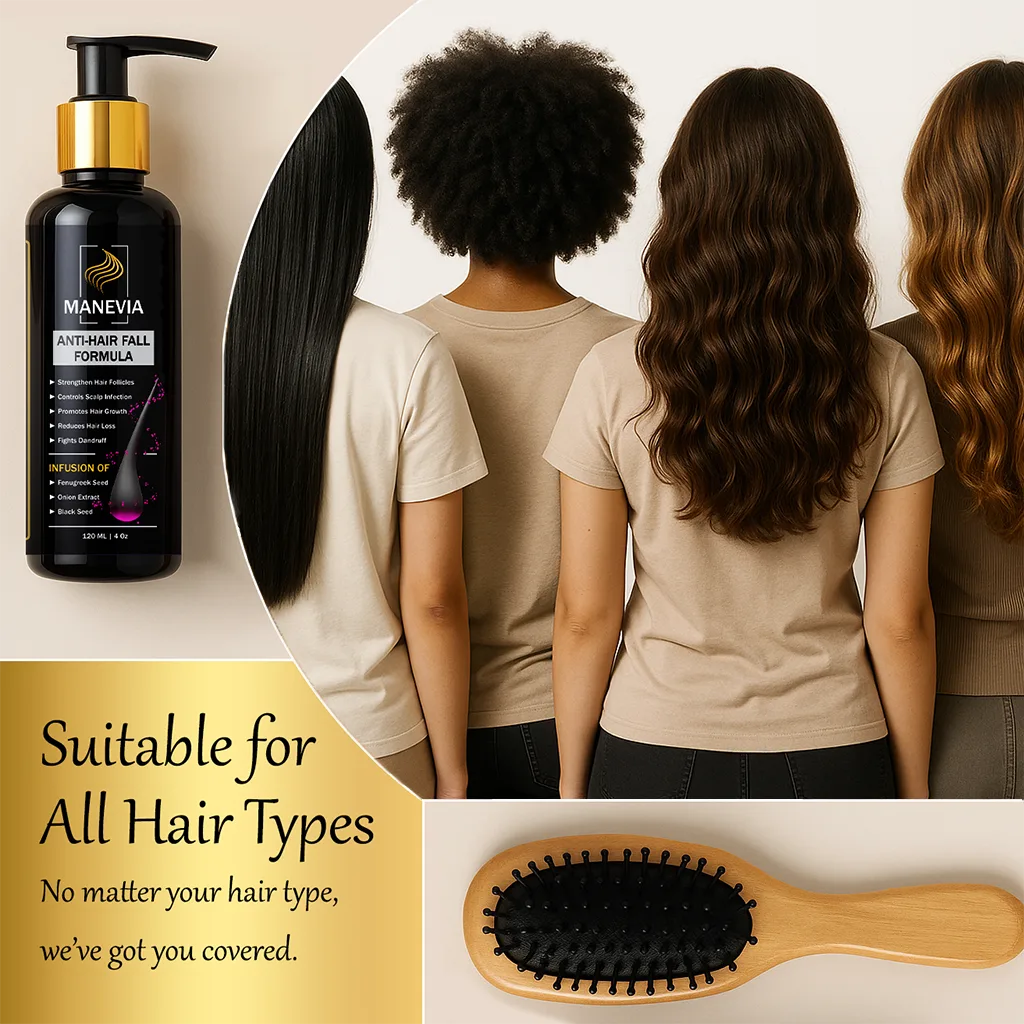 Group of diverse individuals with different hair types standing together, representing the versatility of hair oil suitable for all hair types